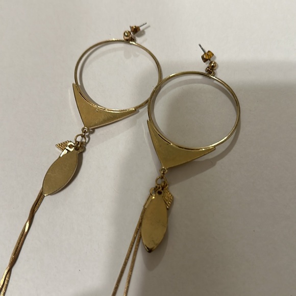 Free people goldtone & stone long dangling earrings - Picture 5 of 7